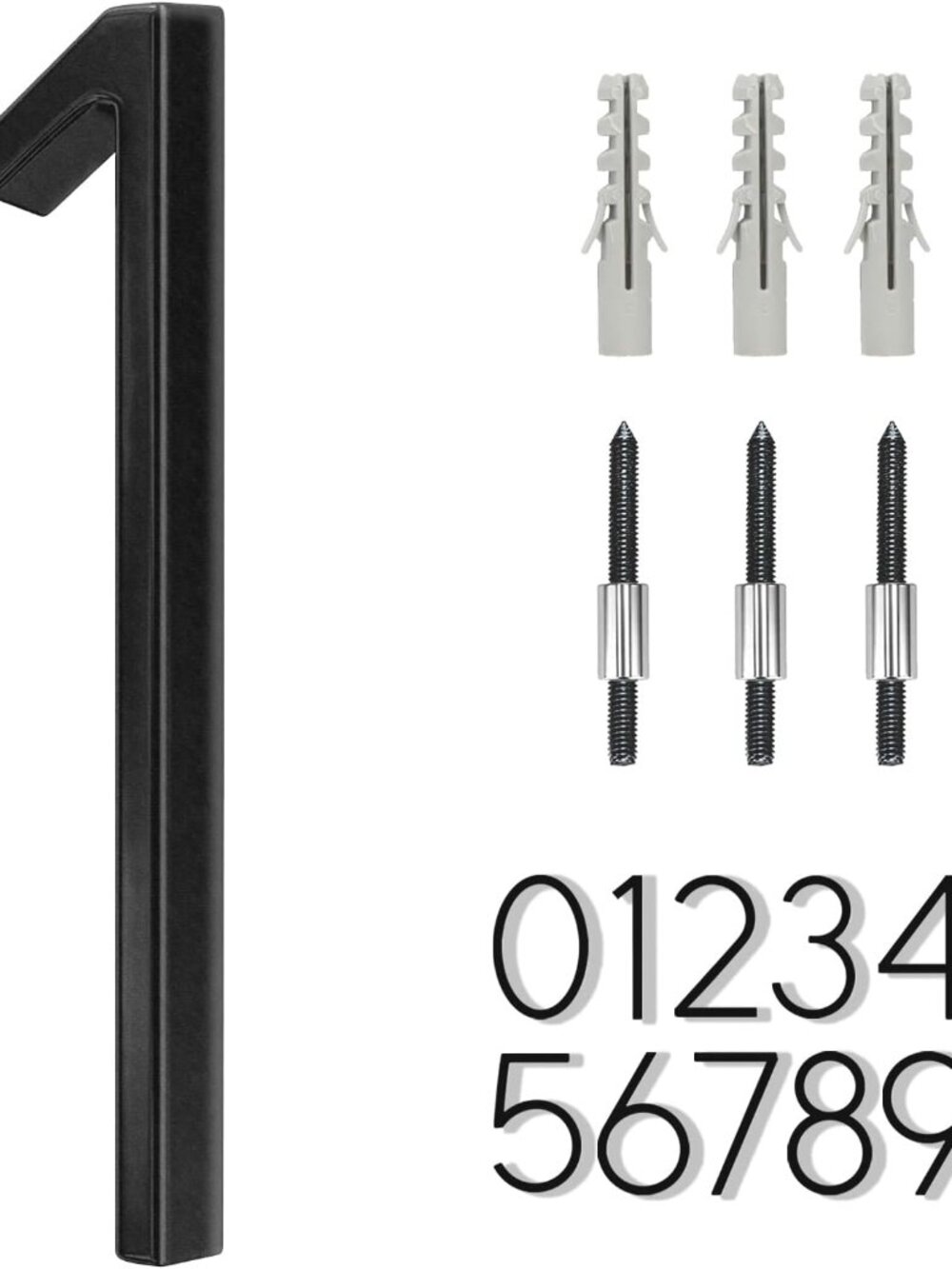 6" Stainless Steel Floating House Number 1, Metal Modern House Numbers